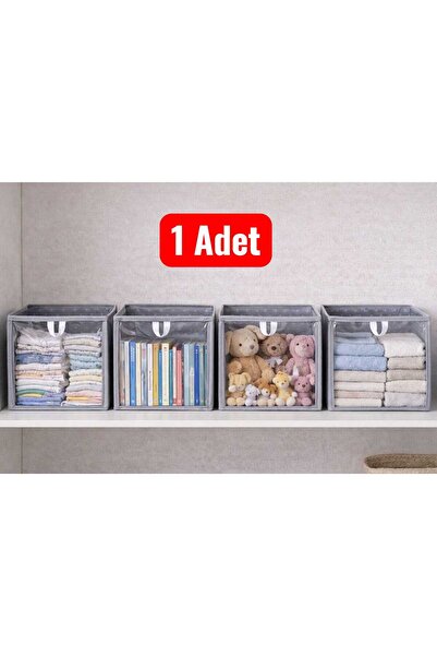 DEMİROĞLU EV TEKSTİL 1 Piece Gray Polka Dot Shelf Organizer Box Cabinet Organ...