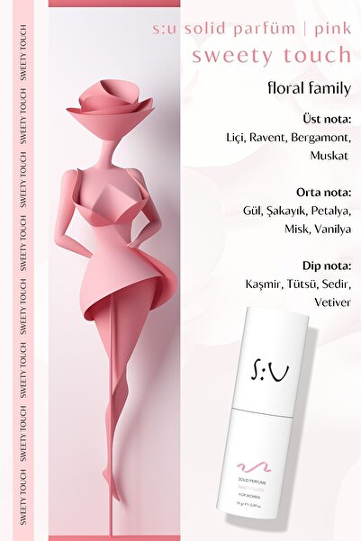 S:U Body Care Solid Parfum Women Sweety Touch 14 gr - Katı Parfüm Pembe Alkolsüz