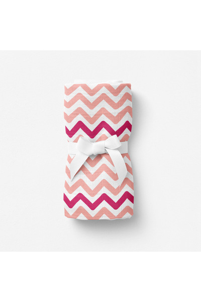 itsybitsy Big Flower Pink Zigzag, Muslin Baby Blanket, 100X100 cm