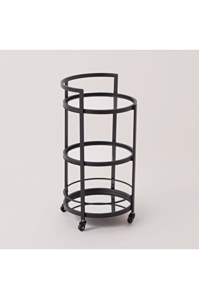 homez عربة تقديم معدنية بثلاثة أرفف، 40 × 40 × 75 سم، لون أسود