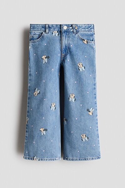 H&M Wide Leg Jeans Baskılı