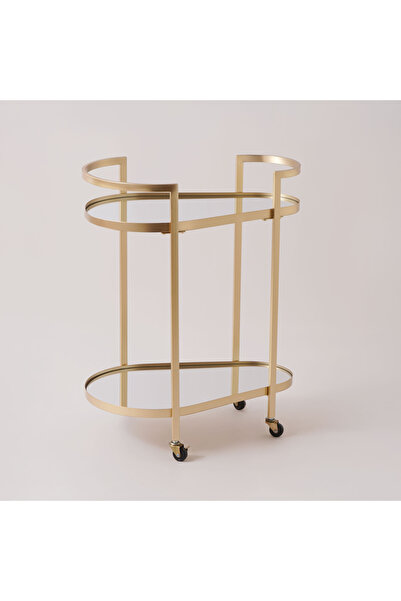 homez metal serving trolley 2 tier 60*40*76cm, gold