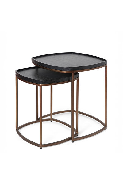 homez طاولات خشبية متداخلة من طراز سيفورد، لون أسود، مقاس 51 × 51 × 57 سم و41...