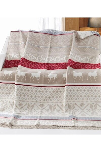 Bella Home Aksu Double-Sided Cotton Blanket - 180X220 cm - Breathable & Soft ...
