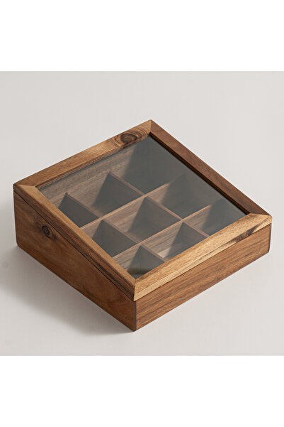 Dallaty صندوق شاي من خشب الأكاسيا 23.5*23.5*9.5 سم
