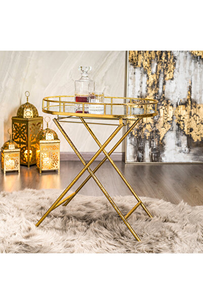 homez طاولة جانبية معدنية 61.5 × 41 × 69 سم