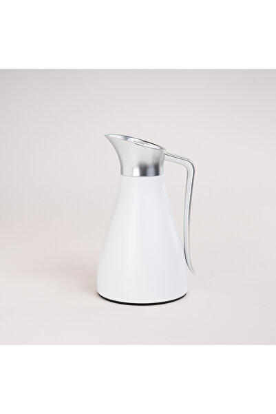 Dallaty steel vacuum flask white with matt silver handle 1L