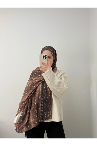 Butik New Season Gazelle Patterned Bambi Soft Shawl