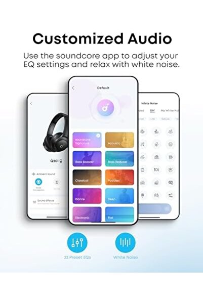 Yıldızan By Q20I Hybrid Active Noise Cancelling Headphones, Wireless Over-Ear...