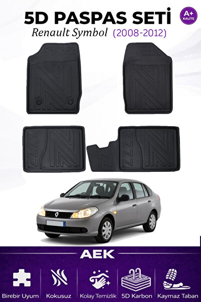 AEK Modern RENAULT SYMBOL 2007-2012 ARACA ÖZEL HAVUZLU "KARBON" PASPAS TAKIMI
