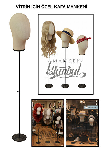 Manken İstanbul Özel Metal Standlı Kafa Mankeni Peruk Mankeni Aksesuar Manken...