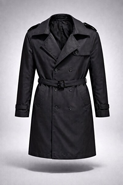 LUMAST slim fit Trench cu două rânduri de nasturi cu centură impermeabilă