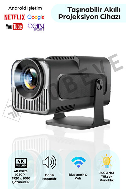 ROBEVE Projeksiyon Cihazı – Android, Yüksek Çözünürlüklü – Kablosuz Bağlantı,...
