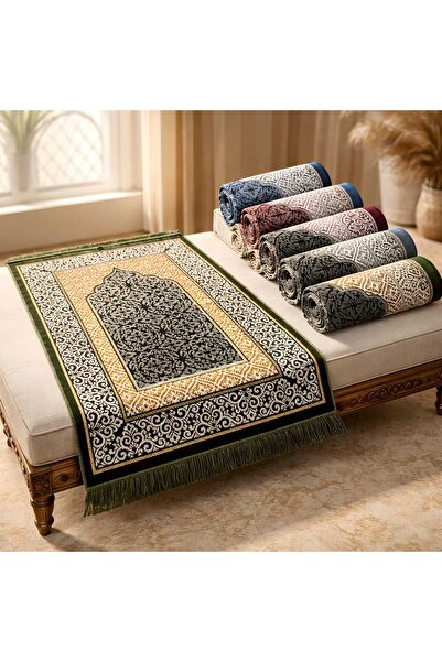 OBRNHOMEN Velvet 500 Gram Prayer Rug Prayer Mat Pattern Hajj Umrah Mevlüt Gif...