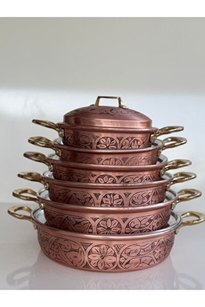 Erişim Bakırhanem Sebe Home Antep Carved Lid Pot and Pan Set