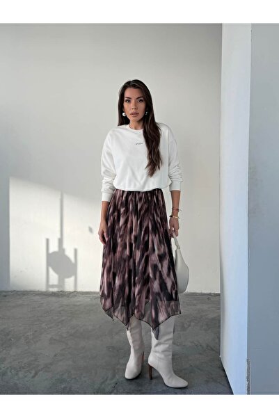 mydukkan.co Elastic Waist Asymmetrical Chiffon Skirt