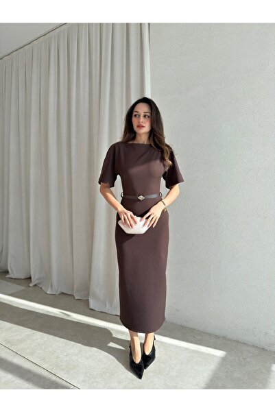 Mooi Butik Linen Dress 8822 - Bitter Brown