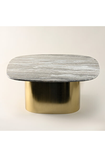 homez Coffee Table Marble Top Gold Base, 80*75*33Cm