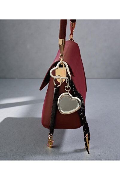 Xui حلية حقيبة معدنية عصرية بتصميم مرآة وتفاصيل حبلية / زينة للحقائب / سلسلة ...