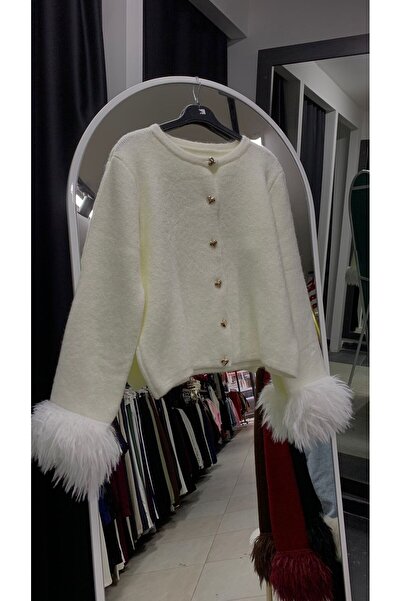 PARLABUTİK Kolları otiç tüylü hırka