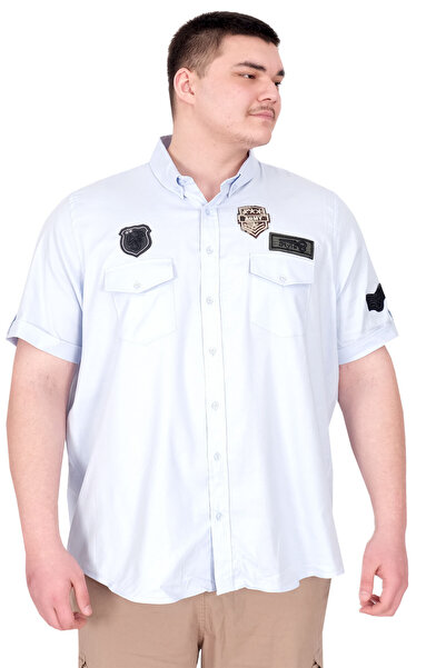 ModeXL Мод XL Плюс размер мъжка риза с двойно закопчаване от габардин U25601B...