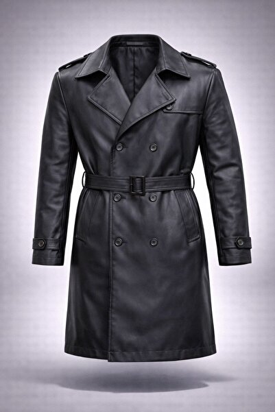 LUMAST slim fit Trench cu două rânduri de nasturi cu centură impermeabilă