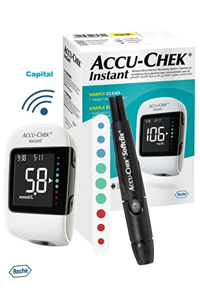 Accu Chek حزمة جهاز قياس مستوى السكر في الدم بميزة الاتصال اللاسلكي مع قلم وخ...