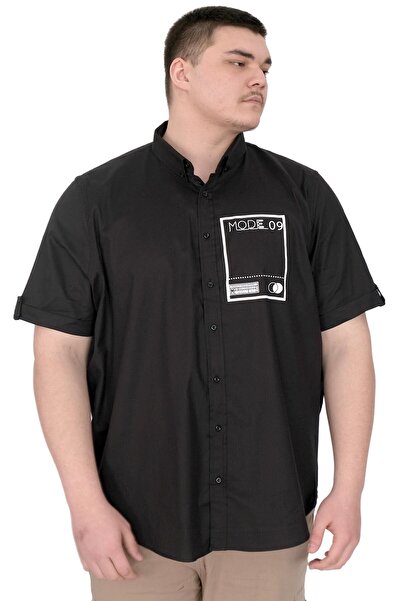 ModeXL Mode XL Large Size Men's Gabardine Shirt Mode09 U25603 Black