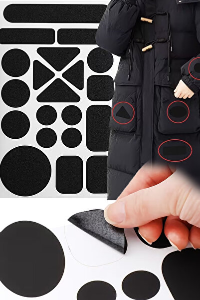 TechnoStation Siyah Yapışkanlı Mont Ceket Çanta Pantolon Yama Bantları Pratik...