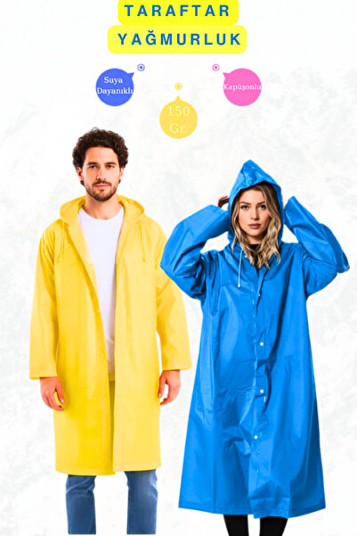 Penthouse Yellow Navy Blue Fan Raincoat Unisex Eva Fabric Water Windproof Adu...