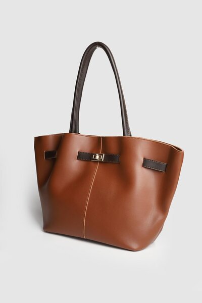 Store حقيبة يد وكتف نسائية من الجلد مع قفل مغناطيسي