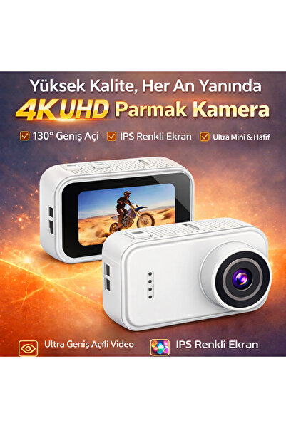 Dimute Shop F2 4K UHD Parmak Kamera 130° Geniş Açı IPS Ekranlı 25g Mini Taşın...