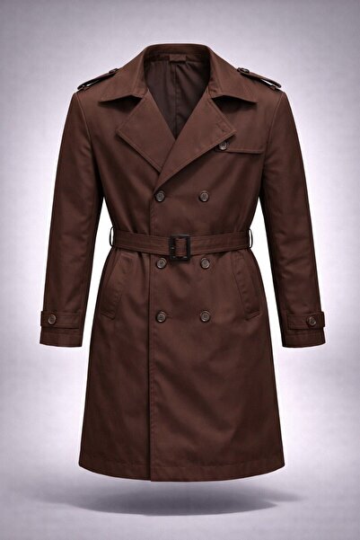 LUMAST slim fit Trench cu două rânduri de nasturi cu centură impermeabilă