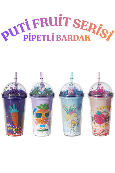 Puti Fruit Serisi Pipetli Bardak – Meyve Desenli, Sızdırmaz ve Çocuklar İçin ...
