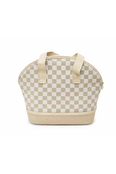 Ecrou Gingham Patterned Lunch Bag Beige
