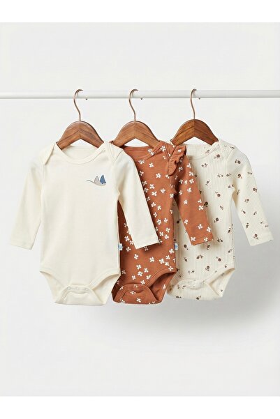 NO NAME %100 Pamuk Bebek Zıbın 3’lü Set Uzun Kollu
