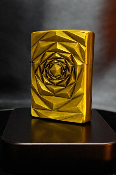 REKS Kabartmalı Özel Desen Gold Kaplama Lüks Benzinli Çakmak Elit Zarafet Üst...