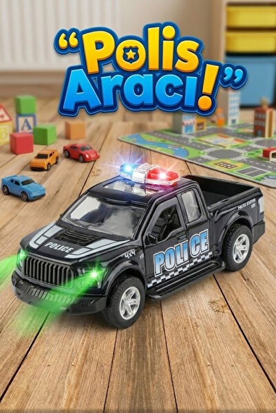 craftivio 15 cm Metal Çek Bırak Polis Arabası - Kapıları Açılan Oyuncak Pick-...