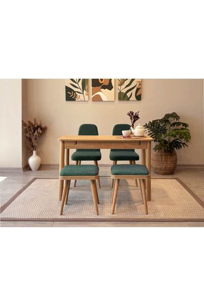 Rabi MİORA MİNİ AÇILIR MUTFAK MASA TAKIMI KARİNA MEŞE YEŞİL (1 Masa+2 Sandaly...