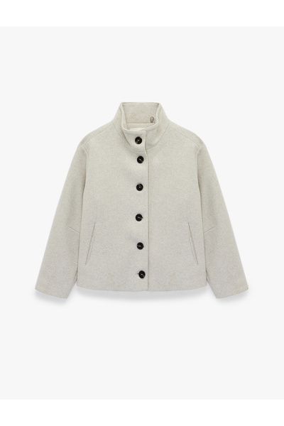 Koton Palton supradimensionat cu nasturi, guler înalt, mâneci lungi și cusătu...