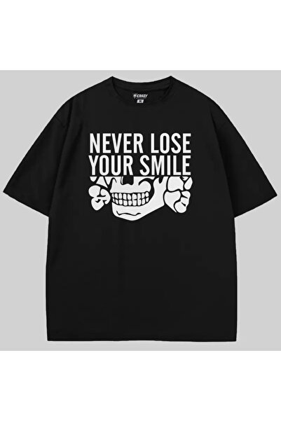 Crazy Ποτέ μην χάσετε το χαμόγελό σας oversized T-shirt