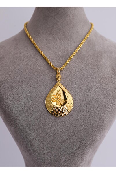 Narin Mücevherat Nar-in Altın Mücevherat Tuğralı Çiçek Motifli Altın Kolye Uc...