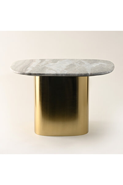 homez Coffee Table Marble Top Gold Base, 50*60*38Cm
