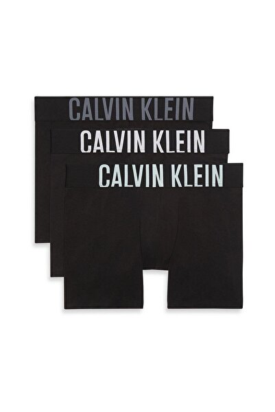 Calvin Klein Erkek Logolu Beli Lastikli Yüksek Bel Pamuklu Siyah Boxer 000NB3...