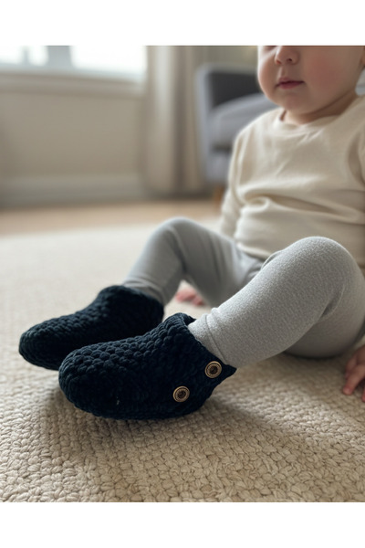 Örgü panduf Çocuk El Örgüsü Panduf