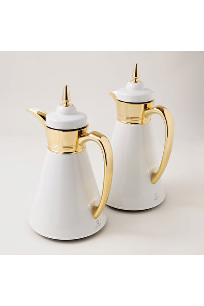 Dallaty طقم ترمسين حراريين من الفولاذ، أبيض اللون، قطعتان