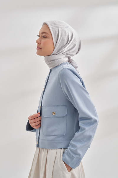 ARMANDA Eșarfă italiană cu model jacquard - Argintiu