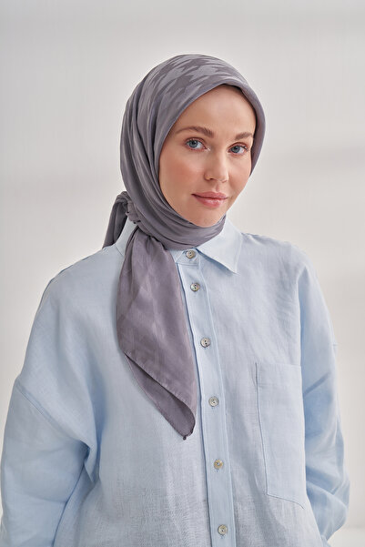 ARMANDA Italian Jacquard Hawk Eye Pattern Scarf - Smoked