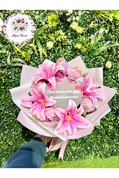 Lilyum Flowers Aynalı Lilyum & Şakayık Buketi - Sevgililer Günü Hediyesi