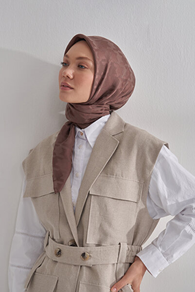 ARMANDA Italian Jacquard Hawk Eye Pattern Scarf - Brown